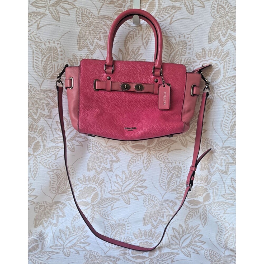 Coach Mini Blake Carryall Pebbled Leather Carryall Satchel Bag F37635 Magenta
